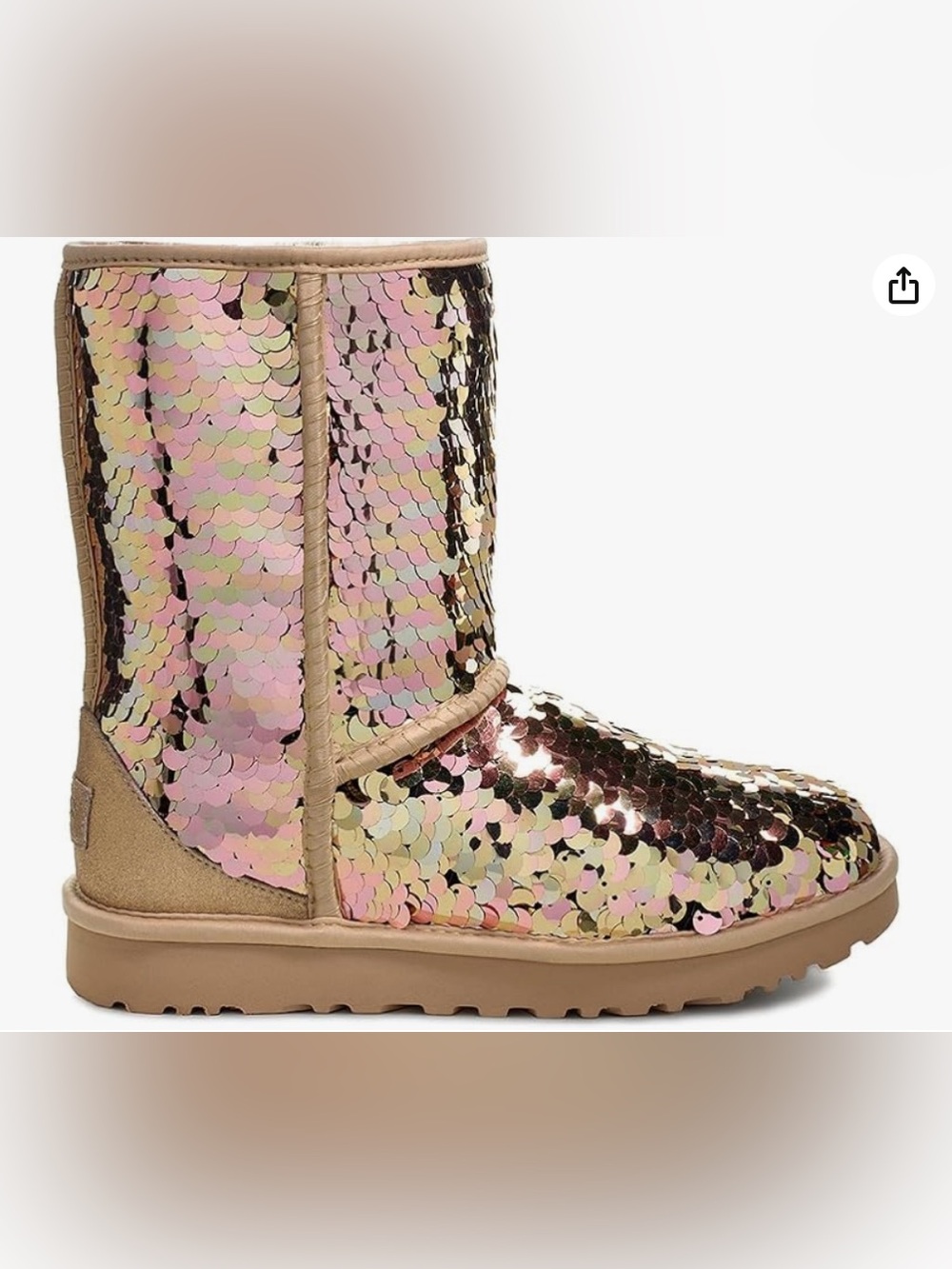 UGG Sequin Mid-Calf Booties in Gold and Tan